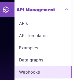 Webhooks menu item