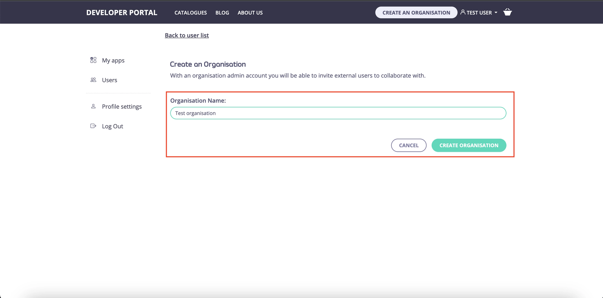 Specify name of the Organisation